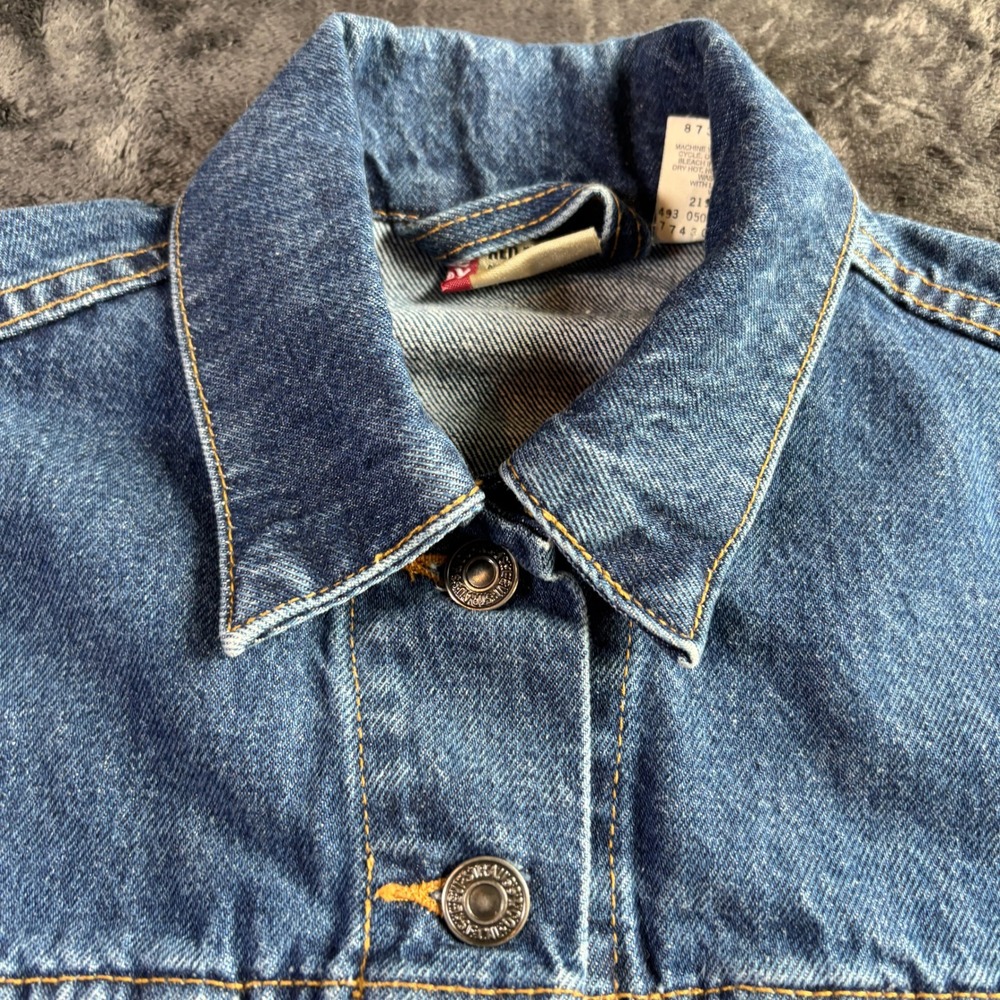 Levis Red Tab Denim Trucker Jacket Medium Wash Blue 100% Cotton Womens Medium - Picture 9 of 13